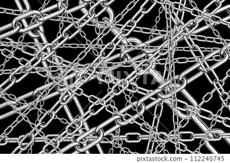 multiple intersecting metal chains 112240745