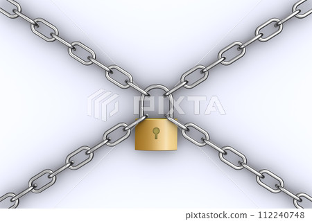 Lock with a padlock and chain 112240748