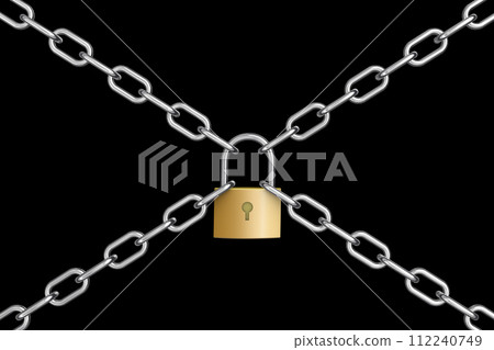 Lock with a padlock and chain 112240749