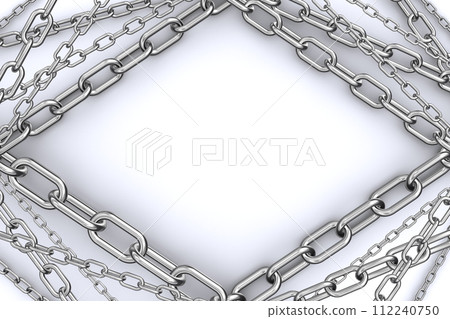 Multiple metal chains on white background 112240750
