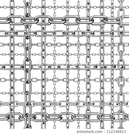 Multiple metal chains on white background 112240821