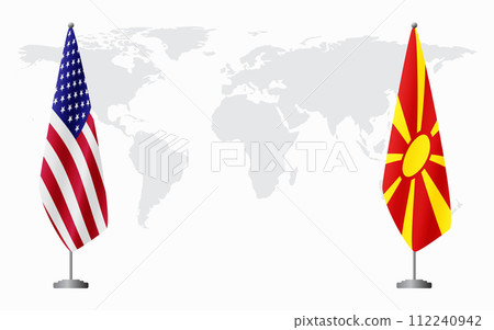 United States and Northern Macedonia flags for official meeting United States and Northern Macedonia flags for official meeting 112240942