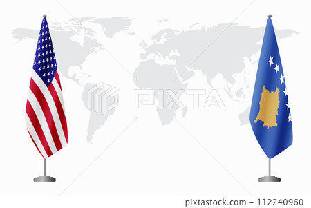United States and Kosovo flags for official meeting United States and Kosovo flags for official meeting 112240960
