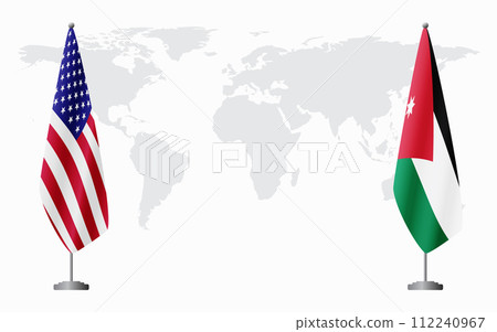 United States and Jordan flags for official meeting 112240967