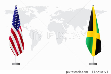 United States and Jamaica flags for official meeting United States and Jamaica flags for official meeting 112240971