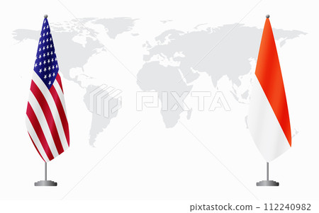 United States and Indonesia flags for official meeting 112240982