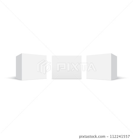 Realistic white box packaging isolated on white background. vector 112241557