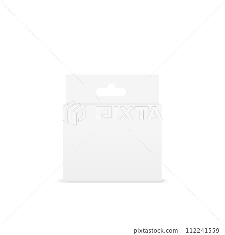 Realistic white box packaging with hanger isolated on white background. vector 112241559