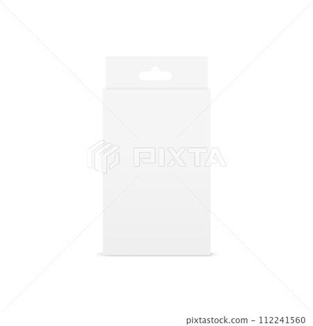 Realistic white box packaging with hanger isolated on white background. vector Realistic white box packaging with hanger isolated on white background. vector 112241560