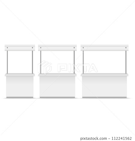 White blank advertising POS POI PVC Promotion counter booth. Vector White blank advertising POS POI PVC Promotion counter booth. Vector 112241562