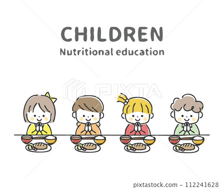 Illustration of children and food education Illustration of children and food education 112241628