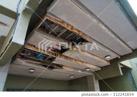 Entrance ceiling of a ruined hotel Entrance ceiling of a ruined hotel 112241654
