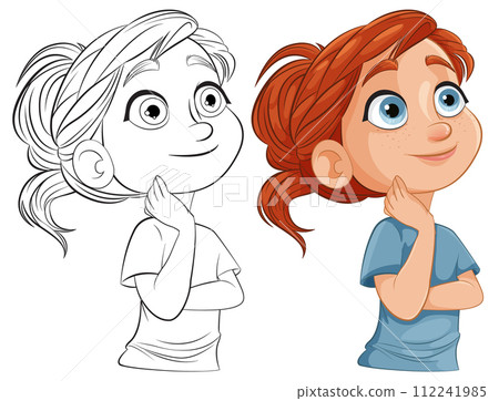 Thoughtful Girl: From Sketch to Color Thoughtful Girl: From Sketch to Color 112241985