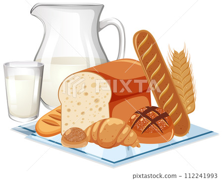 Delicious Bakery Goods and Fresh Milk Delicious Bakery Goods and Fresh Milk 112241993