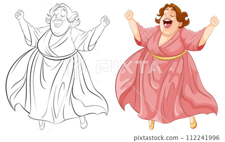 Joyful Woman Celebrating in Pink Dress 112241996