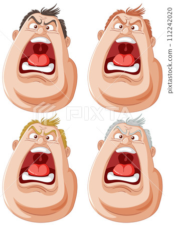 Expressive Cartoon Faces Shouting 112242020