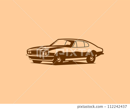 Aston Martin 1964 vintage car. presented with badges, emblems, icons, design stickers. 112242437