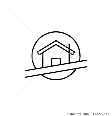 House real estate icon line design template 112242513