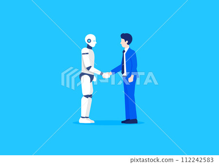 商人與機器人握手的插圖 112242583