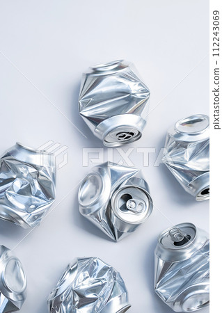 Aluminum broken cans. Sorting garbage for recycle. Aluminum broken cans. Sorting garbage for recycle. 112243069