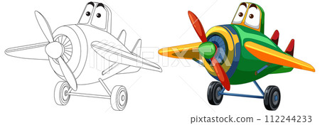Colorful Cartoon Plane Before and After Colorful Cartoon Plane Before and After 112244233