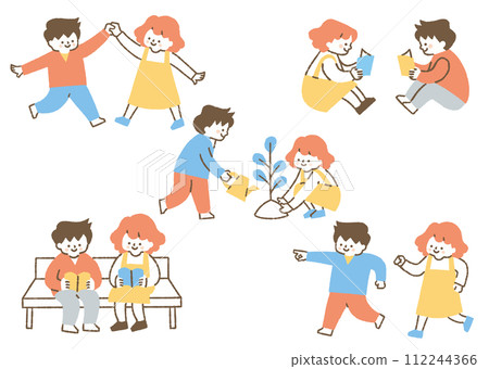 一群總是在一起玩耍的男孩和女孩_color 一群總是在一起玩耍的男孩和女孩_color 112244366