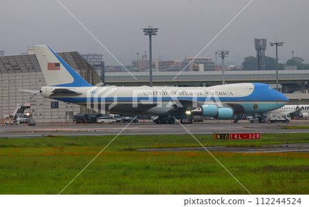 VC-25 Air Force One, the presidential aircraft of the United States, parked at Osaka International Airport 112244524