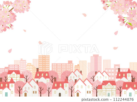 Spring cityscape background illustration - Stock Illustration ...