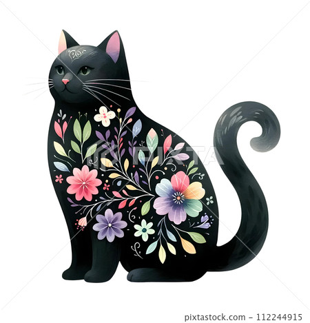 cute cat with flowers 112244915