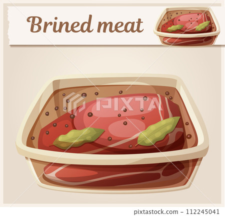 Brined meat for barbecue icon. Cartoon vector illustration. Series of food and drink and ingredients for cooking Brined meat for barbecue icon. Cartoon vector illustration. Series of food and drink and ingredients for cooking 112245041