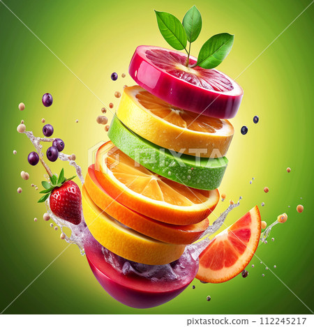 splash of fresh juice from fresh fruits 112245217
