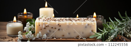 Handmade soap bars with herbs and natural additives Handmade soap bars with herbs and natural additives 112245556