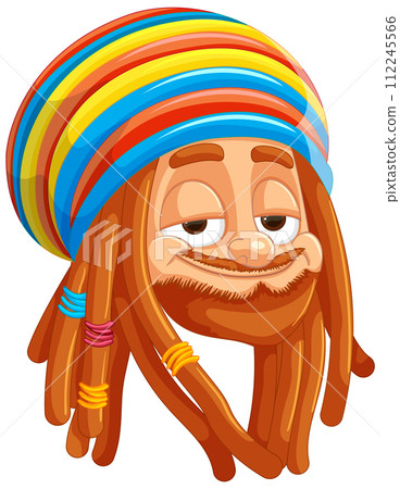 Cheerful Character in Colorful Rasta Hat Cheerful Character in Colorful Rasta Hat 112245566