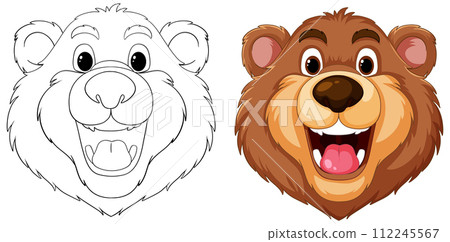 Cheerful Bear Illustration in Two Styles Cheerful Bear Illustration in Two Styles 112245567