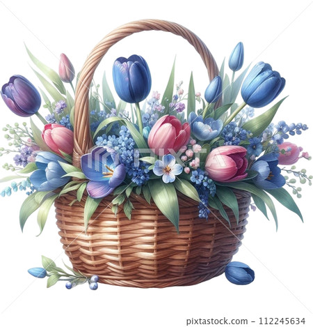 Tulip basket clipart watercolor Tulip basket clipart watercolor 112245634