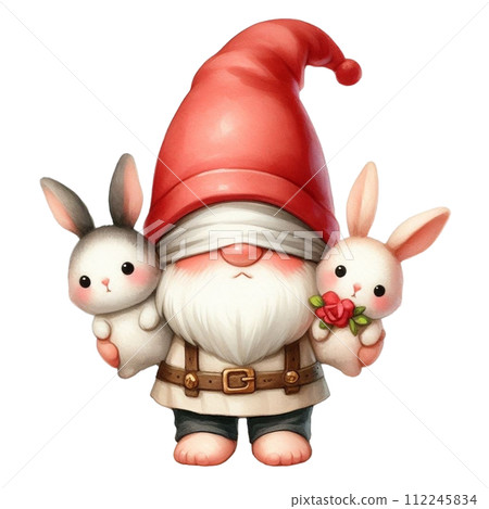 Gnome cute Holding a rabbit with 2 hands clipart watercolor Gnome cute Holding a rabbit with 2 hands clipart watercolor 112245834