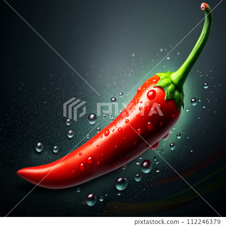 red hot chili pepper with drops of water 112246379