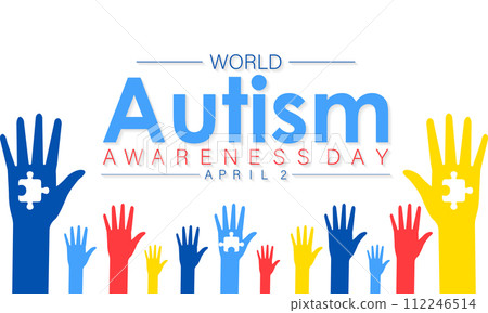 National Autism Awareness Month Observed every year of April, Vector banner, flyer, poster and social medial template design. 112246514