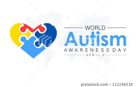 National Autism Awareness Month Observed every year of April, Vector banner, flyer, poster and social medial template design. 112246516