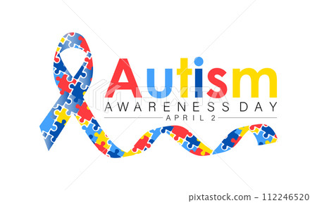 National Autism Awareness Month Observed every year of April, Vector banner, flyer, poster and social medial template design. 112246520