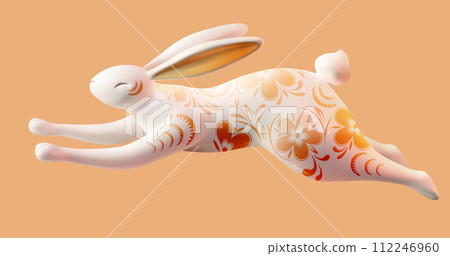 3D floral pattern rabbit element 112246960