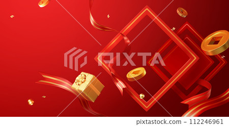 3D festive red and gold background 3D festive red and gold background 112246961