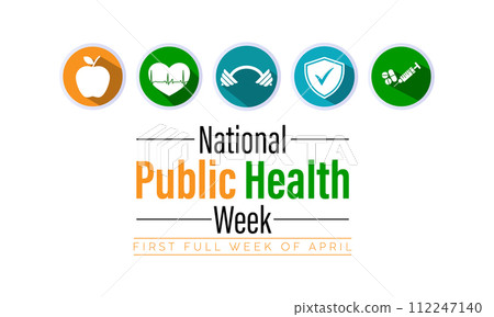 National Public Health Week Observed every year of April 1 to April 7, Vector banner, flyer, poster and social medial template design. 112247140
