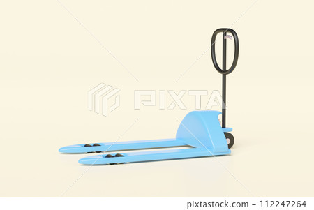 3d blue hand pallet truck isolated. 3d illustration render 3d blue hand pallet truck isolated. 3d illustration render 112247264