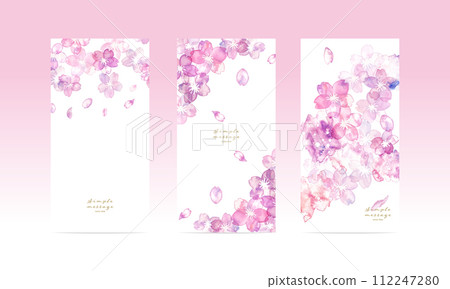 水彩。春天櫻花背景與水彩風格。櫻花背景模板。日式櫻花圖案。 112247280