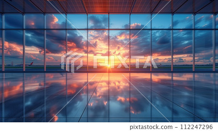 airport terminal at dawn interior 112247296