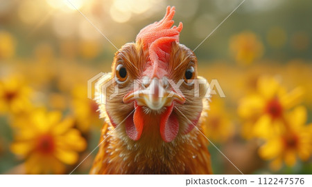 chicken head close up portrait 112247576