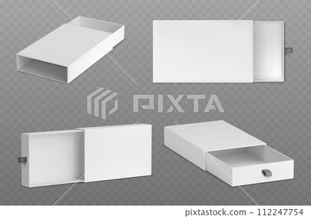 3D set of slide boxes isolated on gray background 112247754