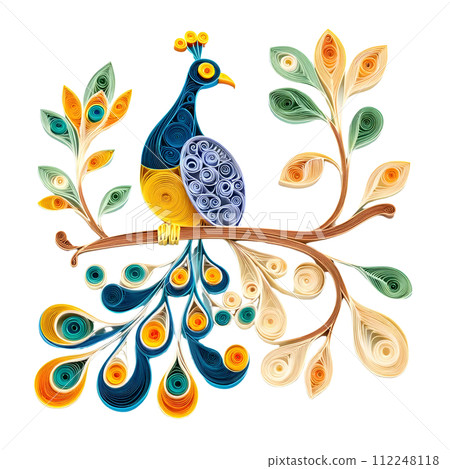 Peacock quilling paper art 112248118
