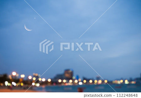 Sky Ramadan Moon Star Islam Sunset Bokeh Background Dark Cloud Evening Galaxy Landscape, Symbols Arab Muslim Greeting Mubarak Decoration Photography Night Eid Arabian Kareem Greeting Holy Dau Allah 112248648